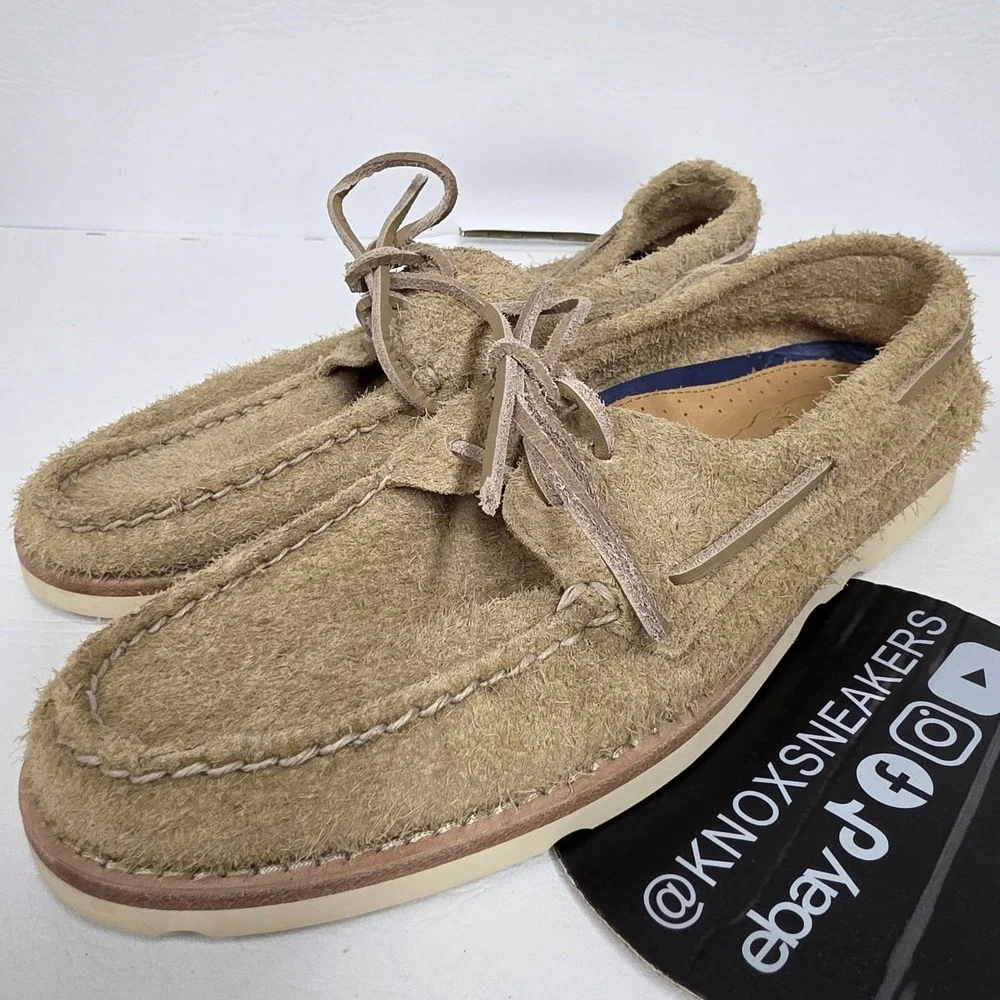 Sperry Top-Sider 2-Eye Sand Beige Suede Boat Shoes Men's Size 7.5